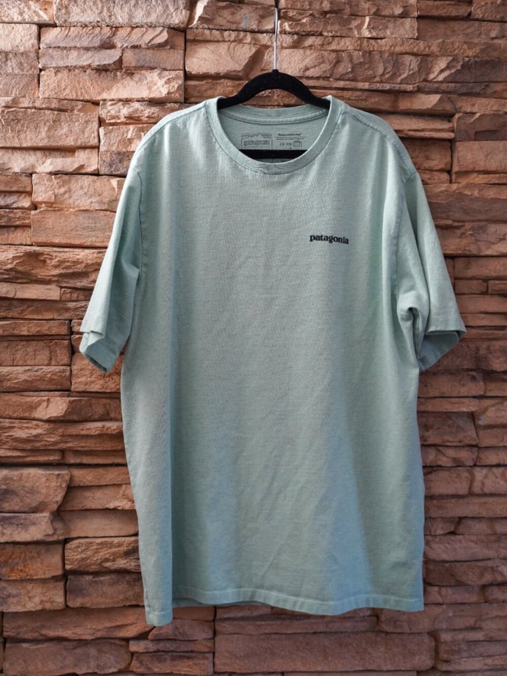 Patagonia Responsibili-Tee Sage Green Logo Graphic T-Shirt Size Medium